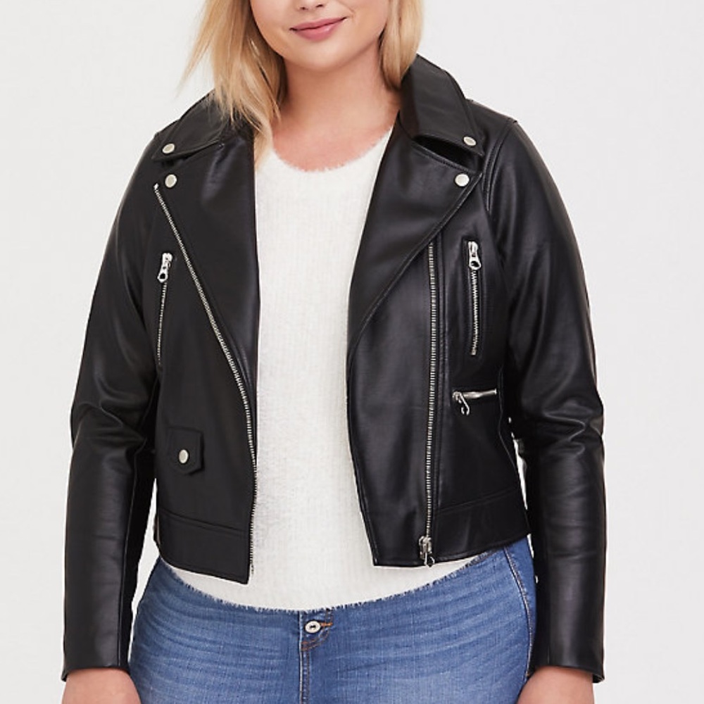 Black Faux Leather Moto Jacket